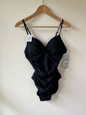 NWT SPANX Love Your Assets Body Shaping Black One-Piece Swimsuit - Size L